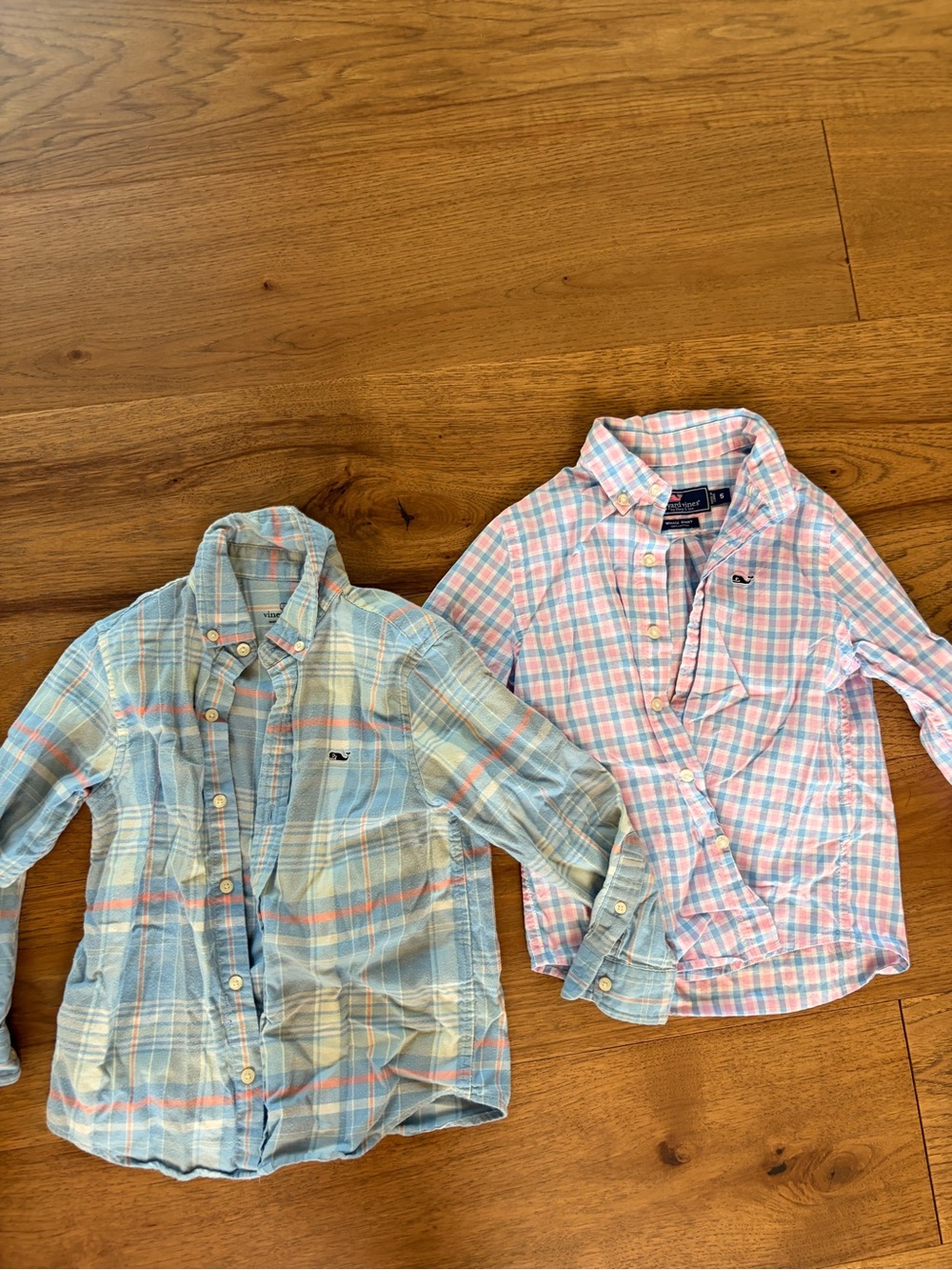 Vineyard Vines Kids Plaid Button-Down Shirt Pair - Blue & Pink